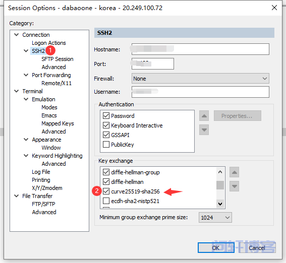 SecureCRT链接linux服务器提示Key exchange failed的解决办法